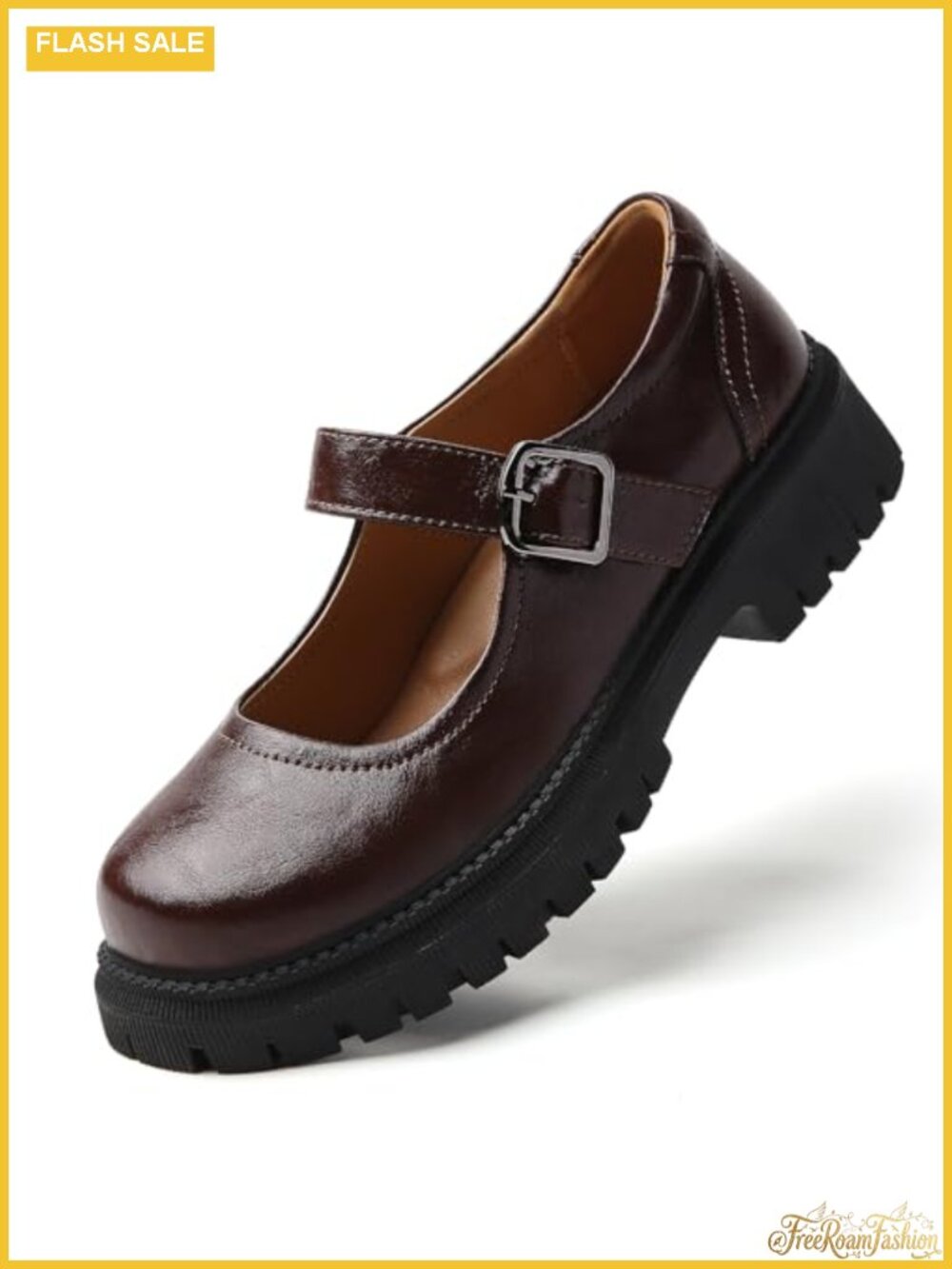 Women's Mary Jane Platform Oxford Flats Non-Slip Faux Leather